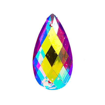 Resin Sew-On Metalico Stone Drop 16x30mm  Aurora Borealis