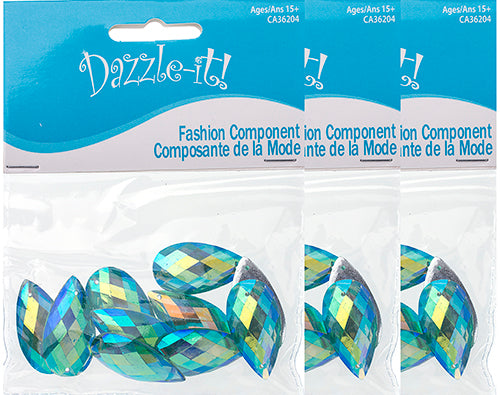 Resin Sew-On Metalico Stone Drop 16x30mm  Aurora Borealis