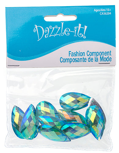 Resin Sew-On Metalico Stone Drop 16x30mm  Aurora Borealis