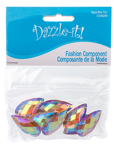 Resin Sew-On Metalico Stone Drop 16x30mm  Aurora Borealis