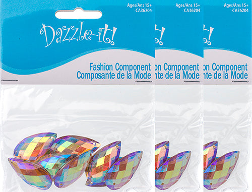 Resin Sew-On Metalico Stone Drop 16x30mm  Aurora Borealis