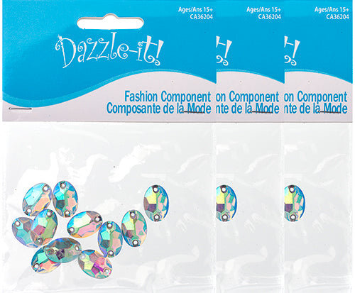 Resin Sew-On Metalico Stone Oval 11x16mm  Aurora Borealis