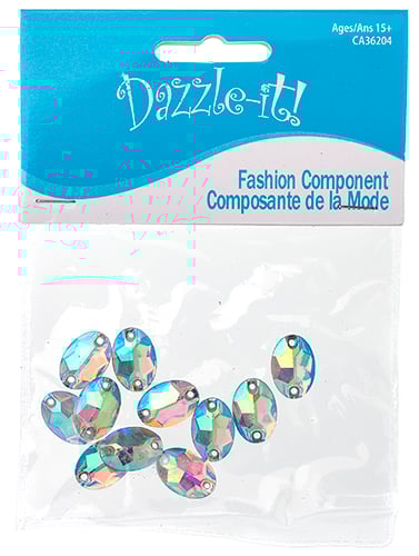 Resin Sew-On Metalico Stone Oval 11x16mm  Aurora Borealis