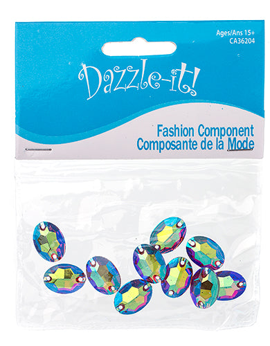 Resin Sew-On Metalico Stone Oval 11x16mm  Aurora Borealis