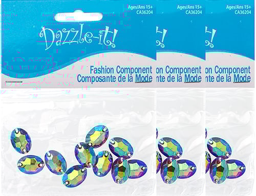 Resin Sew-On Metalico Stone Oval 11x16mm  Aurora Borealis