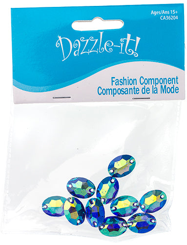 Resin Sew-On Metalico Stone Oval 11x16mm  Aurora Borealis