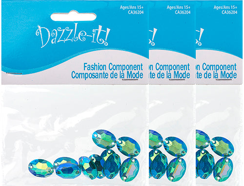 Resin Sew-On Metalico Stone Oval 11x16mm  Aurora Borealis