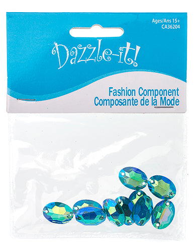 Resin Sew-On Metalico Stone Oval 11x16mm  Aurora Borealis