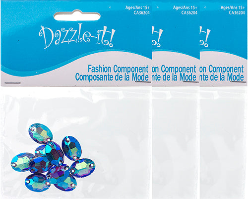 Resin Sew-On Metalico Stone Oval 11x16mm  Aurora Borealis