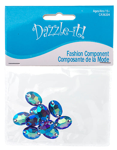 Resin Sew-On Metalico Stone Oval 11x16mm  Aurora Borealis