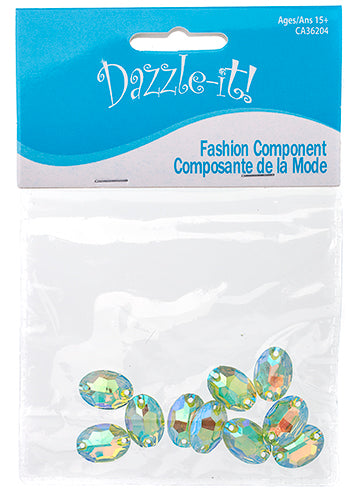 Resin Sew-On Metalico Stone Oval 11x16mm  Aurora Borealis