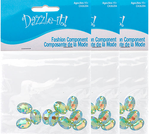 Resin Sew-On Metalico Stone Oval 11x16mm  Aurora Borealis