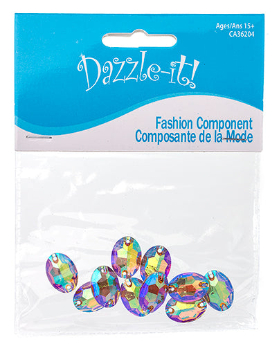 Resin Sew-On Metalico Stone Oval 11x16mm  Aurora Borealis