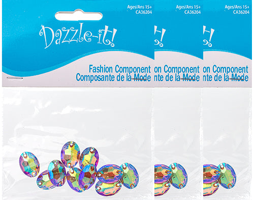 Resin Sew-On Metalico Stone Oval 11x16mm  Aurora Borealis