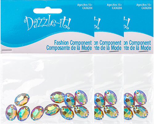 Resin Sew-On Metalico Stone Oval 11x16mm  Aurora Borealis