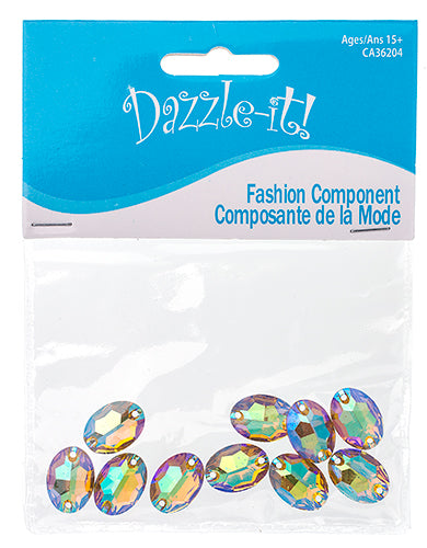 Resin Sew-On Metalico Stone Oval 11x16mm  Aurora Borealis