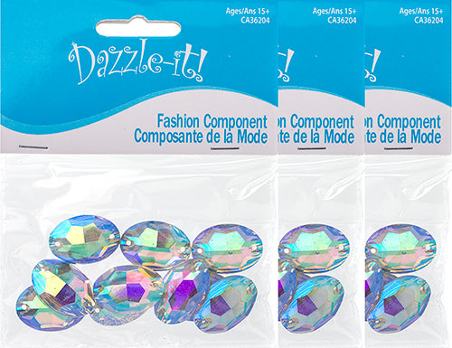 Resin Sew-On Metalico Stone Oval 17x24mm  Aurora Borealis