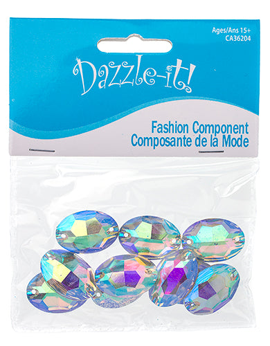 Resin Sew-On Metalico Stone Oval 17x24mm  Aurora Borealis