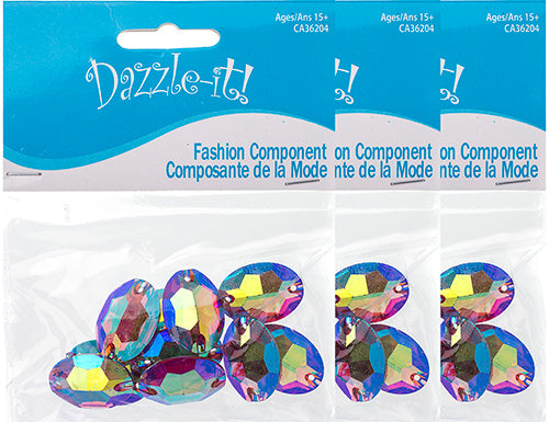 Resin Sew-On Metalico Stone Oval 17x24mm  Aurora Borealis