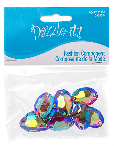 Resin Sew-On Metalico Stone Oval 17x24mm  Aurora Borealis