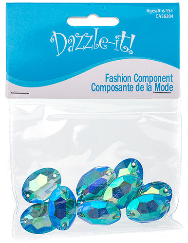 Resin Sew-On Metalico Stone Oval 17x24mm  Aurora Borealis