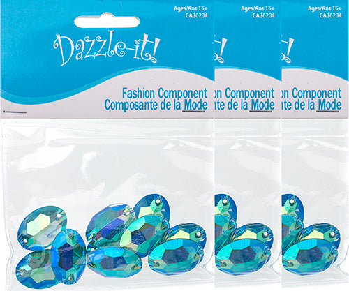 Resin Sew-On Metalico Stone Oval 17x24mm  Aurora Borealis