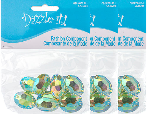 Resin Sew-On Metalico Stone Oval 17x24mm  Aurora Borealis