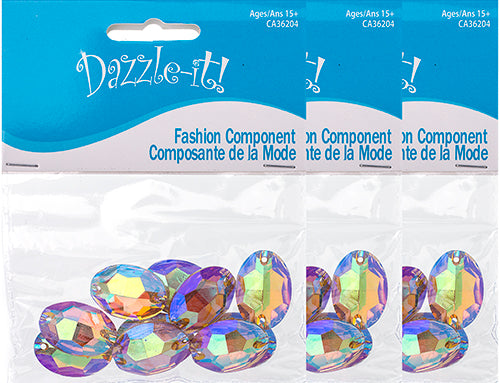 Resin Sew-On Metalico Stone Oval 17x24mm  Aurora Borealis