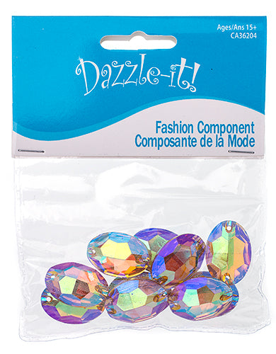 Resin Sew-On Metalico Stone Oval 17x24mm  Aurora Borealis