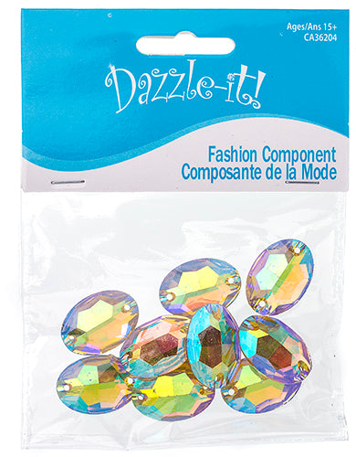 Resin Sew-On Metalico Stone Oval 17x24mm  Aurora Borealis