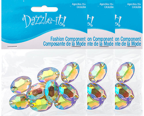 Resin Sew-On Metalico Stone Oval 17x24mm  Aurora Borealis