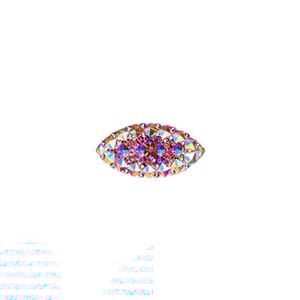 Resin Sew-On Gummyspike Navette 7x15mm  Aurora Borealis