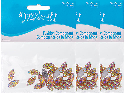 Resin Sew-On Gummyspike Navette 7x15mm  Aurora Borealis