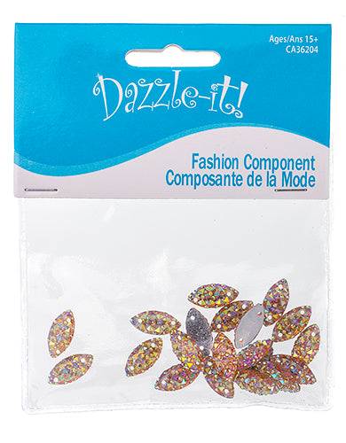 Resin Sew-On Gummyspike Navette 7x15mm  Aurora Borealis