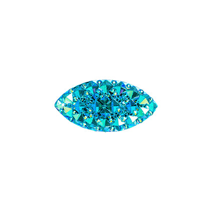 Resin Sew-On Gummyspike Navette 9x20mm Aurora Borealis