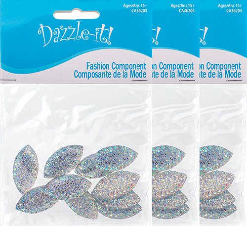 Resin Sew-On Gummyspike Navette 15x30mm Aurora Borealis