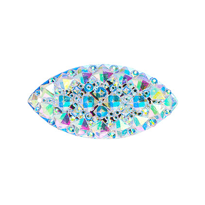 Resin Sew-On Gummyspike Navette 15x30mm Aurora Borealis