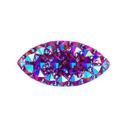 Resin Sew-On Gummyspike Navette 15x30mm Aurora Borealis