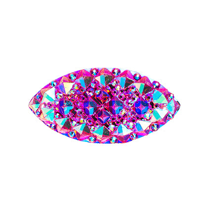 Resin Sew-On Gummyspike Navette 15x30mm Aurora Borealis