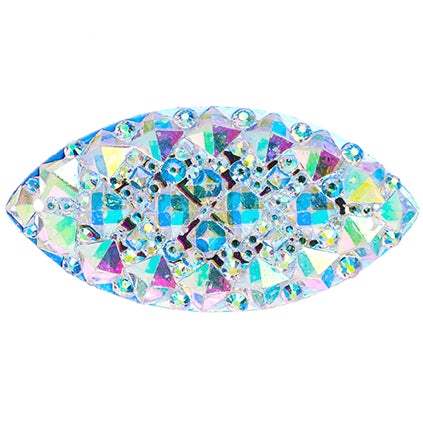 Resin Sew-On Gummyspike Navette 20x40mm  Aurora Borealis