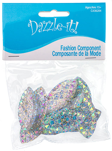 Resin Sew-On Gummyspike Navette 20x40mm  Aurora Borealis