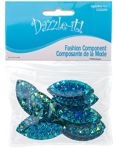 Resin Sew-On Gummyspike Navette 20x40mm  Aurora Borealis