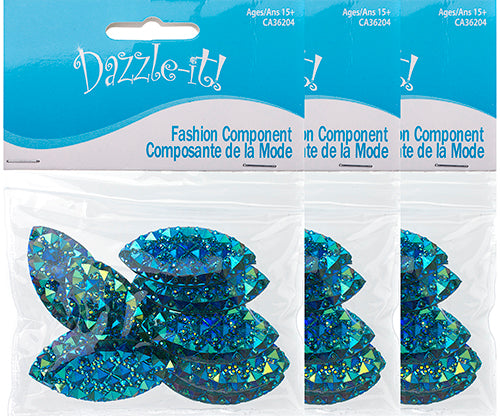 Resin Sew-On Gummyspike Navette 20x40mm  Aurora Borealis