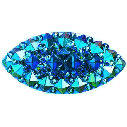 Resin Sew-On Gummyspike Navette 20x40mm  Aurora Borealis