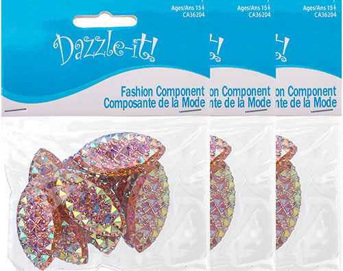 Resin Sew-On Gummyspike Navette 20x40mm  Aurora Borealis