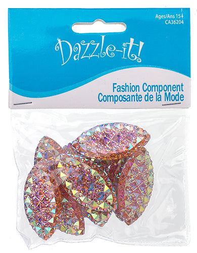 Resin Sew-On Gummyspike Navette 20x40mm  Aurora Borealis