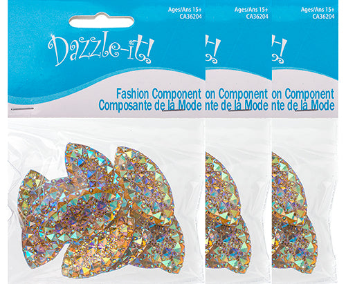 Resin Sew-On Gummyspike Navette 20x40mm  Aurora Borealis