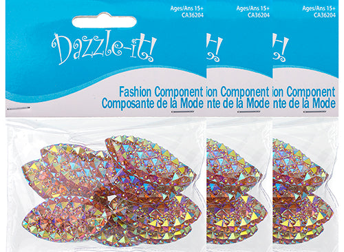 Resin Sew-On Gummyspike Navette 20x40mm  Aurora Borealis