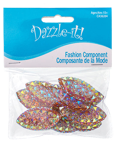 Resin Sew-On Gummyspike Navette 20x40mm  Aurora Borealis