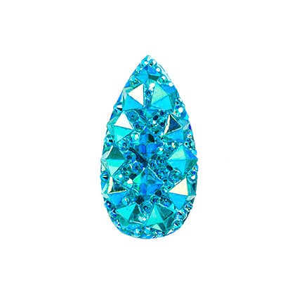 Resin Sew-On Gummyspike Drop 18x25mm  Aurora Borealis